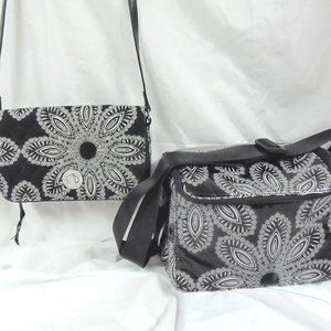 Vera Bradley  " Blanco Bouquet " Black White Set